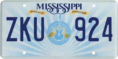 MS license plate ZKU924