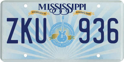MS license plate ZKU936
