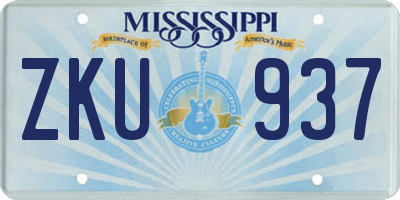 MS license plate ZKU937