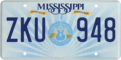 MS license plate ZKU948