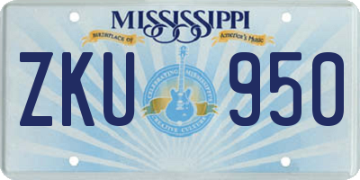 MS license plate ZKU950