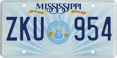 MS license plate ZKU954