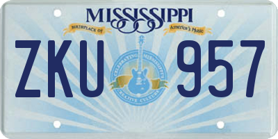 MS license plate ZKU957