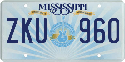 MS license plate ZKU960