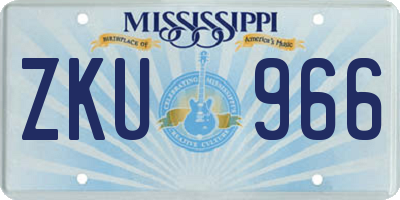 MS license plate ZKU966