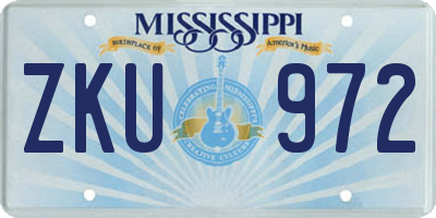 MS license plate ZKU972