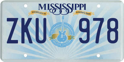 MS license plate ZKU978
