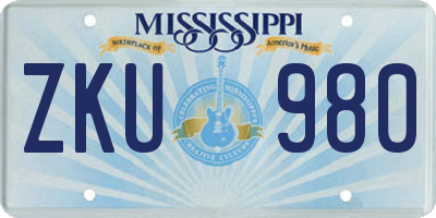 MS license plate ZKU980