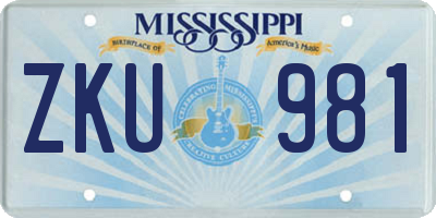 MS license plate ZKU981