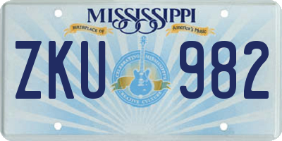 MS license plate ZKU982