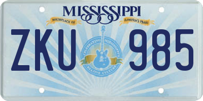 MS license plate ZKU985