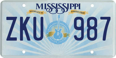 MS license plate ZKU987