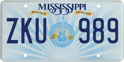 MS license plate ZKU989