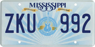 MS license plate ZKU992
