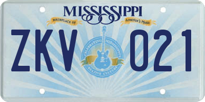MS license plate ZKV021