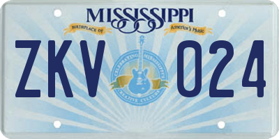MS license plate ZKV024