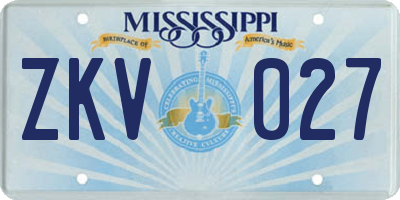 MS license plate ZKV027