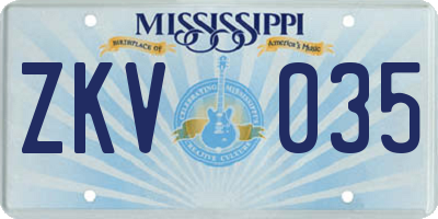 MS license plate ZKV035