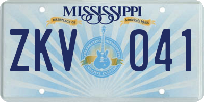 MS license plate ZKV041