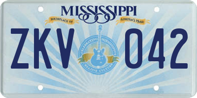 MS license plate ZKV042