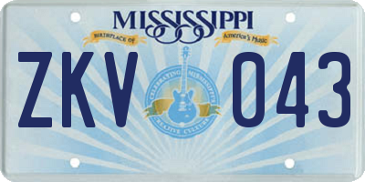 MS license plate ZKV043