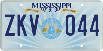 MS license plate ZKV044