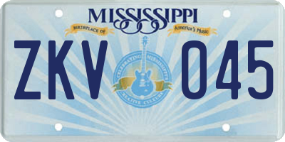 MS license plate ZKV045
