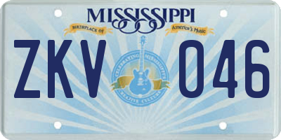 MS license plate ZKV046