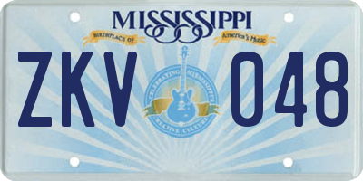 MS license plate ZKV048