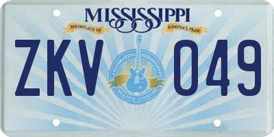 MS license plate ZKV049