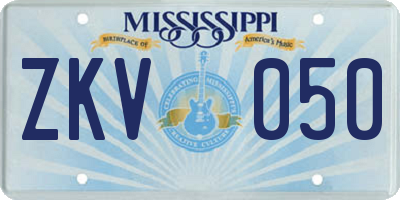 MS license plate ZKV050