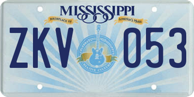 MS license plate ZKV053