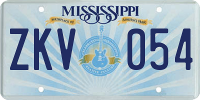 MS license plate ZKV054
