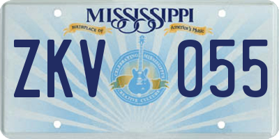 MS license plate ZKV055