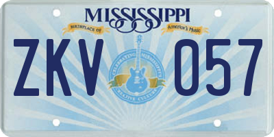 MS license plate ZKV057