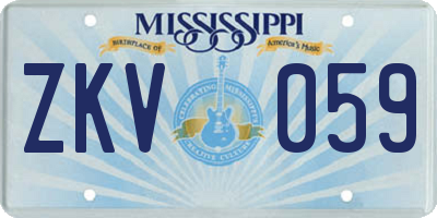 MS license plate ZKV059