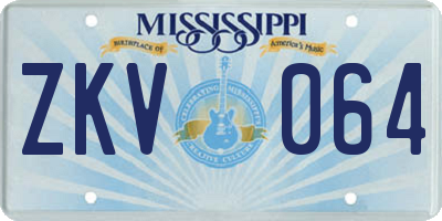 MS license plate ZKV064