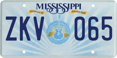 MS license plate ZKV065