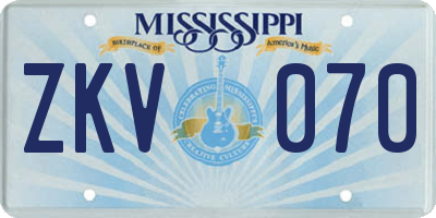 MS license plate ZKV070