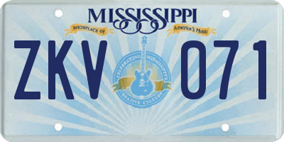MS license plate ZKV071
