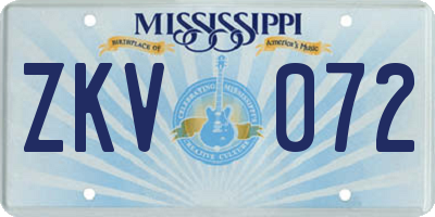 MS license plate ZKV072