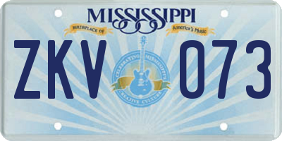 MS license plate ZKV073