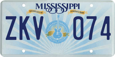 MS license plate ZKV074