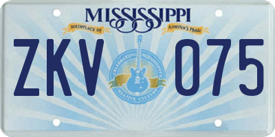 MS license plate ZKV075
