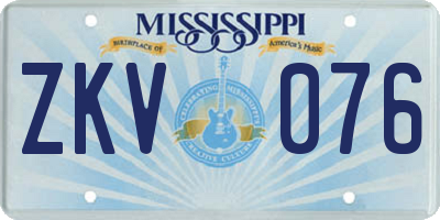 MS license plate ZKV076