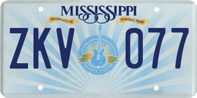 MS license plate ZKV077