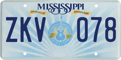 MS license plate ZKV078