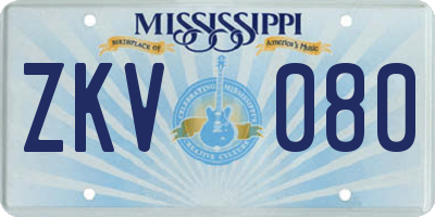 MS license plate ZKV080