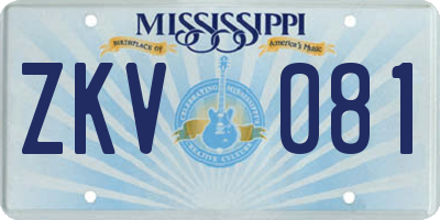 MS license plate ZKV081