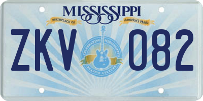 MS license plate ZKV082